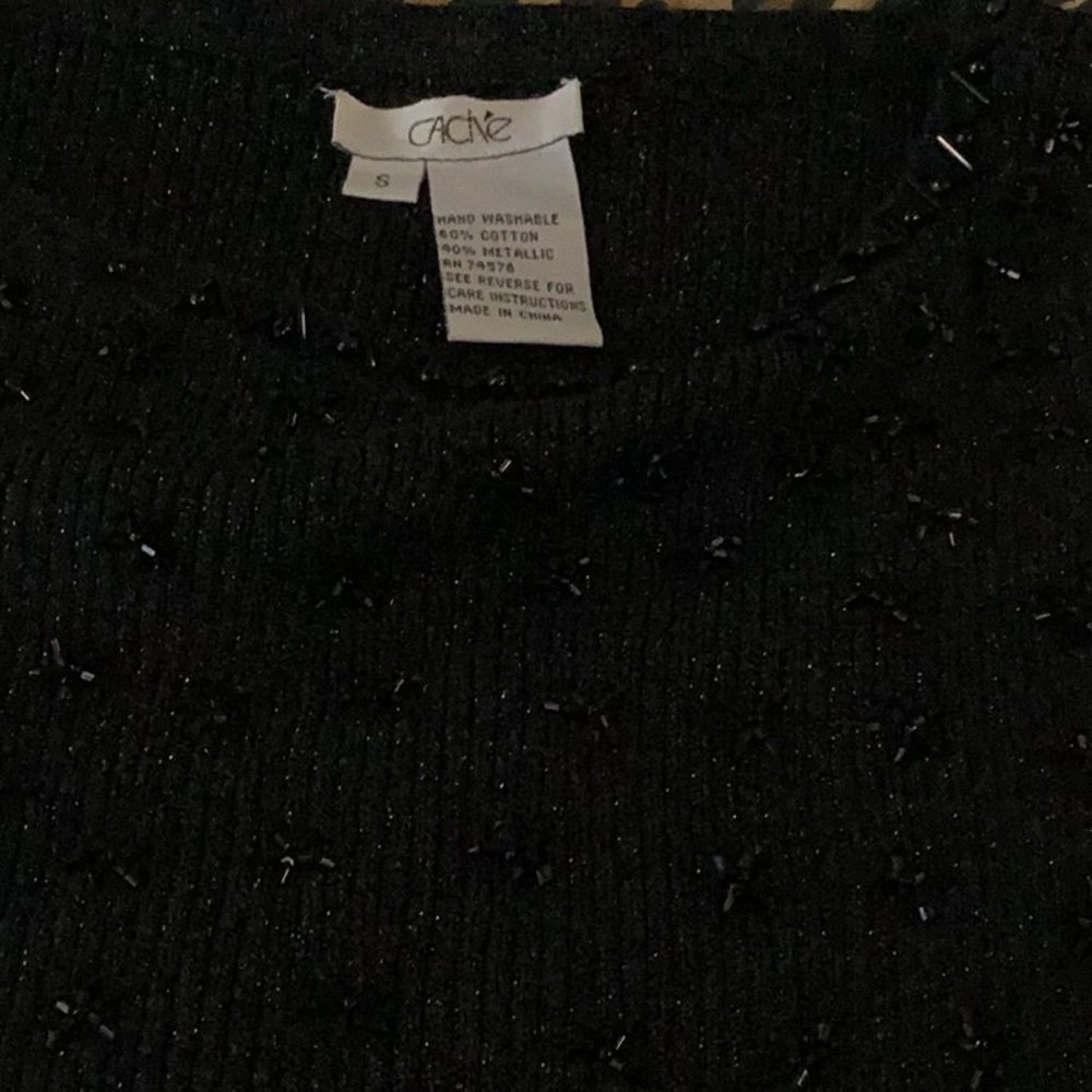 Cache Vintage Black Metallic Beaded Sleeveless Sweater - Picture 7 of 8